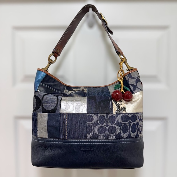 Coach Handbags - Coach Patchwork Vintage Hobo with Denim Jacquard Suede & Leather